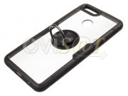 Funda RING transparente y negra con anillo anticaída negro para Huawei Honor 7X, BND-L21